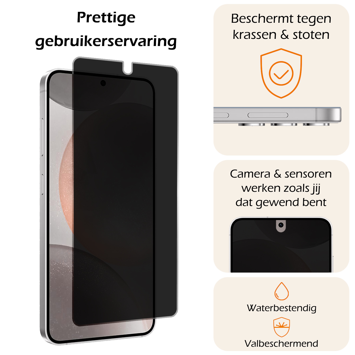 Nomfy Screenprotector Geschikt voor Samsung S24 Screenprotector Privacy Bescherm Glas - Screenprotector Geschikt voor Samsung Galaxy S24 Privacy Screenprotector Tempered Glass - 2 PACK
