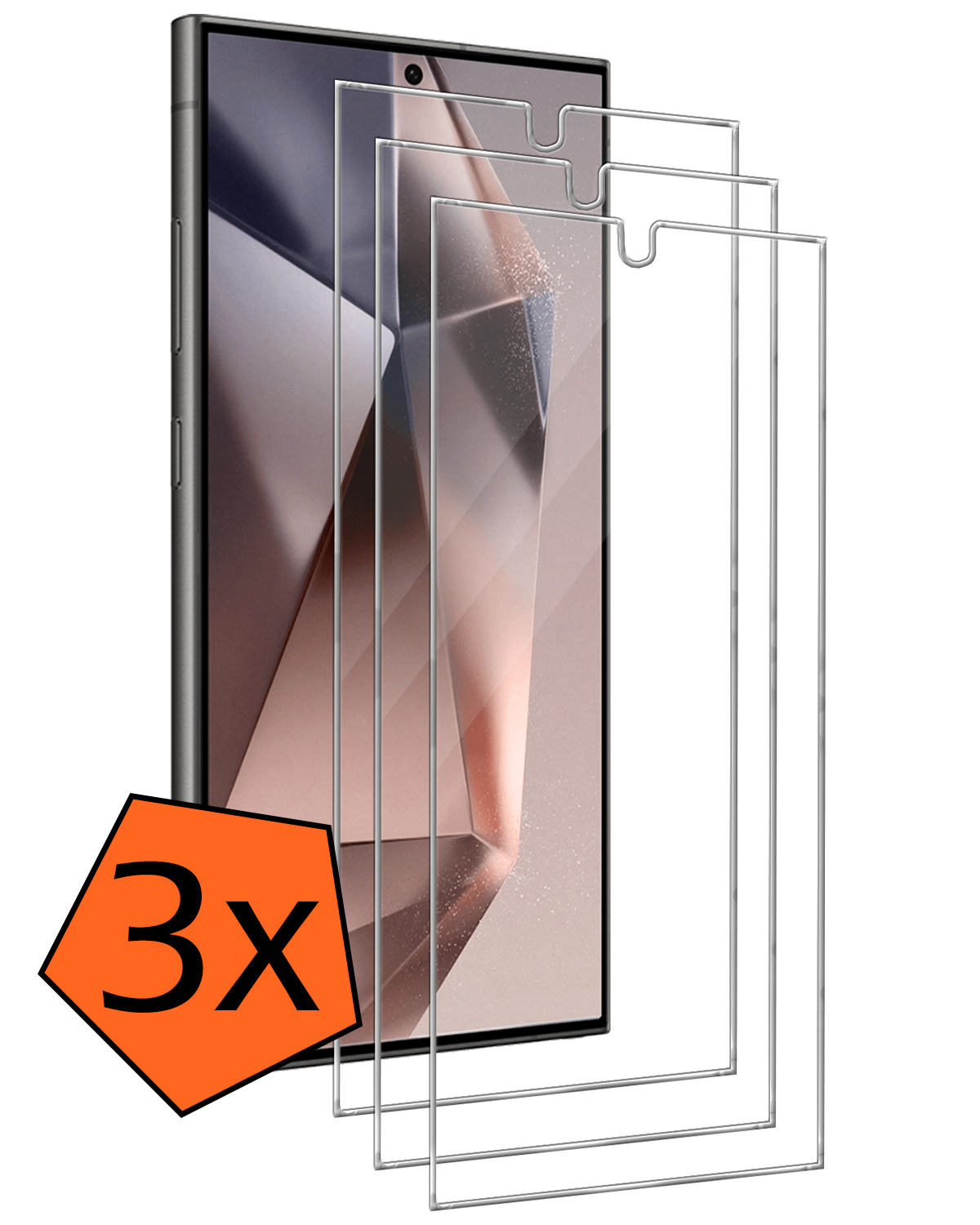 Nomfy Screenprotector Geschikt voor Samsung S24 Ultra Screenprotector Bescherm Glas Tempered Glass - Screenprotector Geschikt voor Samsung Galaxy S24 Ultra Screen Protector - 3 PACK