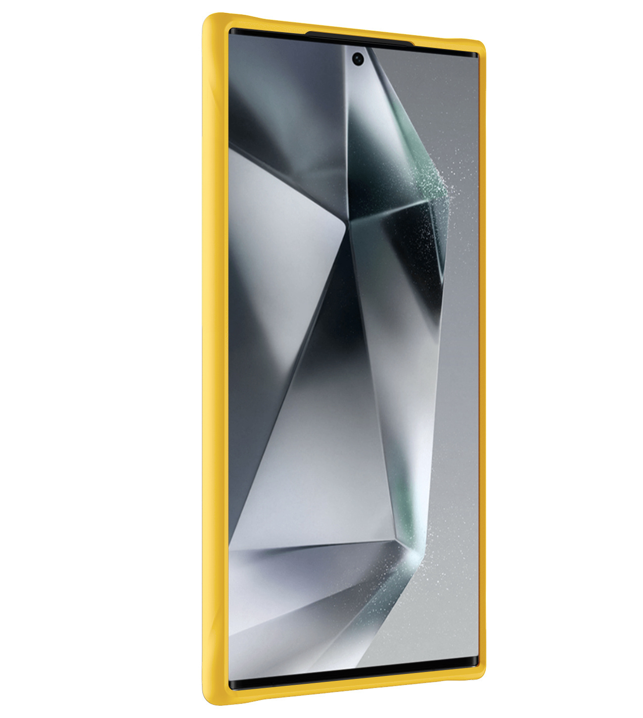 BASEY. Hoes Geschikt voor Samsung S24 Ultra Hoesje Siliconen Back Cover Case Met Screenprotector - Hoesje Geschikt voor Samsung Galaxy S24 Ultra Hoes Cover Hoesje - Geel