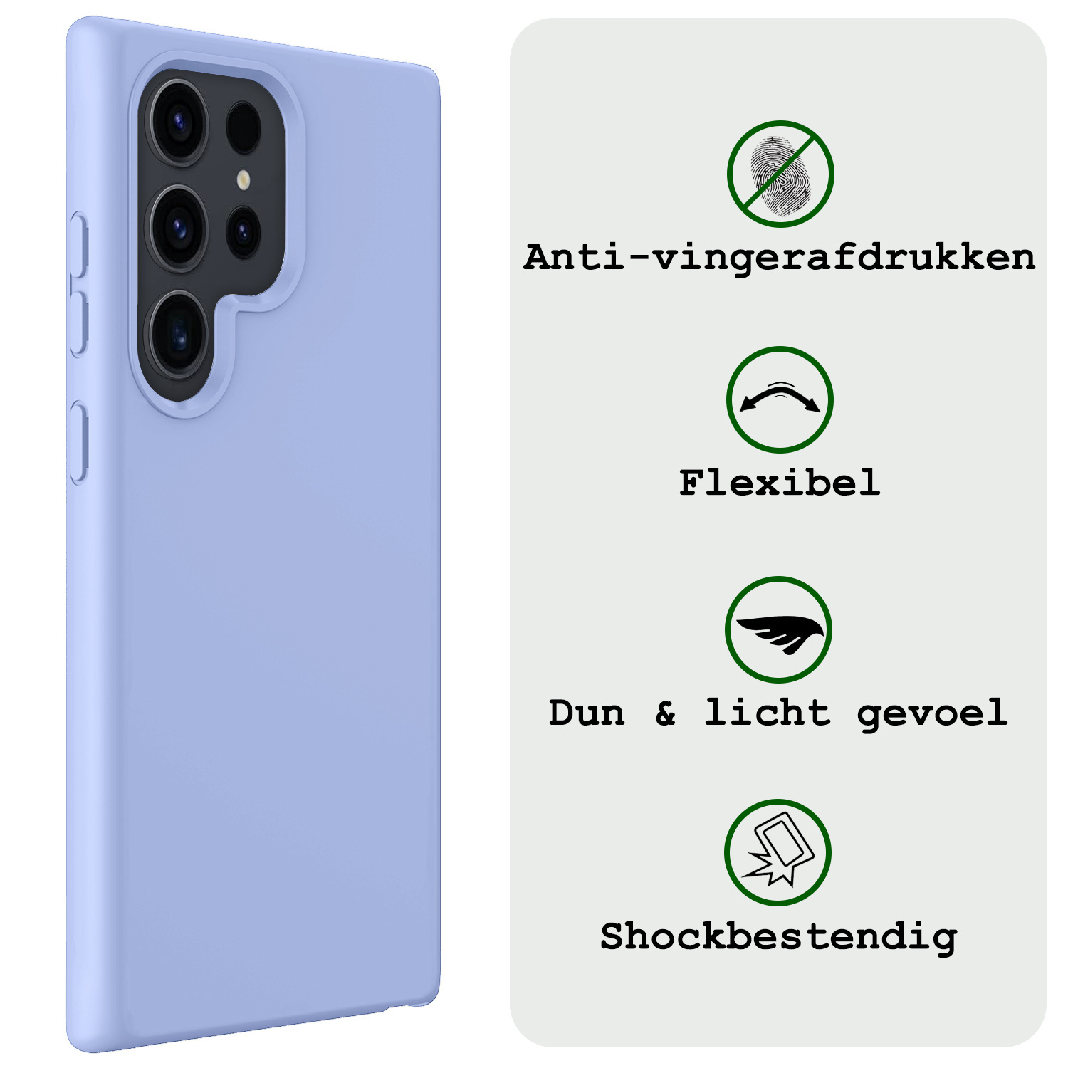 BASEY. Hoes Geschikt voor Samsung S24 Ultra Hoesje Siliconen Back Cover Case Met Screenprotector - Hoesje Geschikt voor Samsung Galaxy S24 Ultra Hoes Cover Hoesje - Lichtblauw