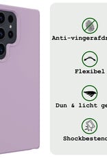 BASEY. Hoes Geschikt voor Samsung S24 Ultra Hoesje Siliconen Back Cover Case Met Screenprotector - Hoesje Geschikt voor Samsung Galaxy S24 Ultra Hoes Cover Hoesje - Lila