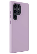 BASEY. Hoes Geschikt voor Samsung S24 Ultra Hoesje Siliconen Back Cover Case Met Screenprotector - Hoesje Geschikt voor Samsung Galaxy S24 Ultra Hoes Cover Hoesje - Lila