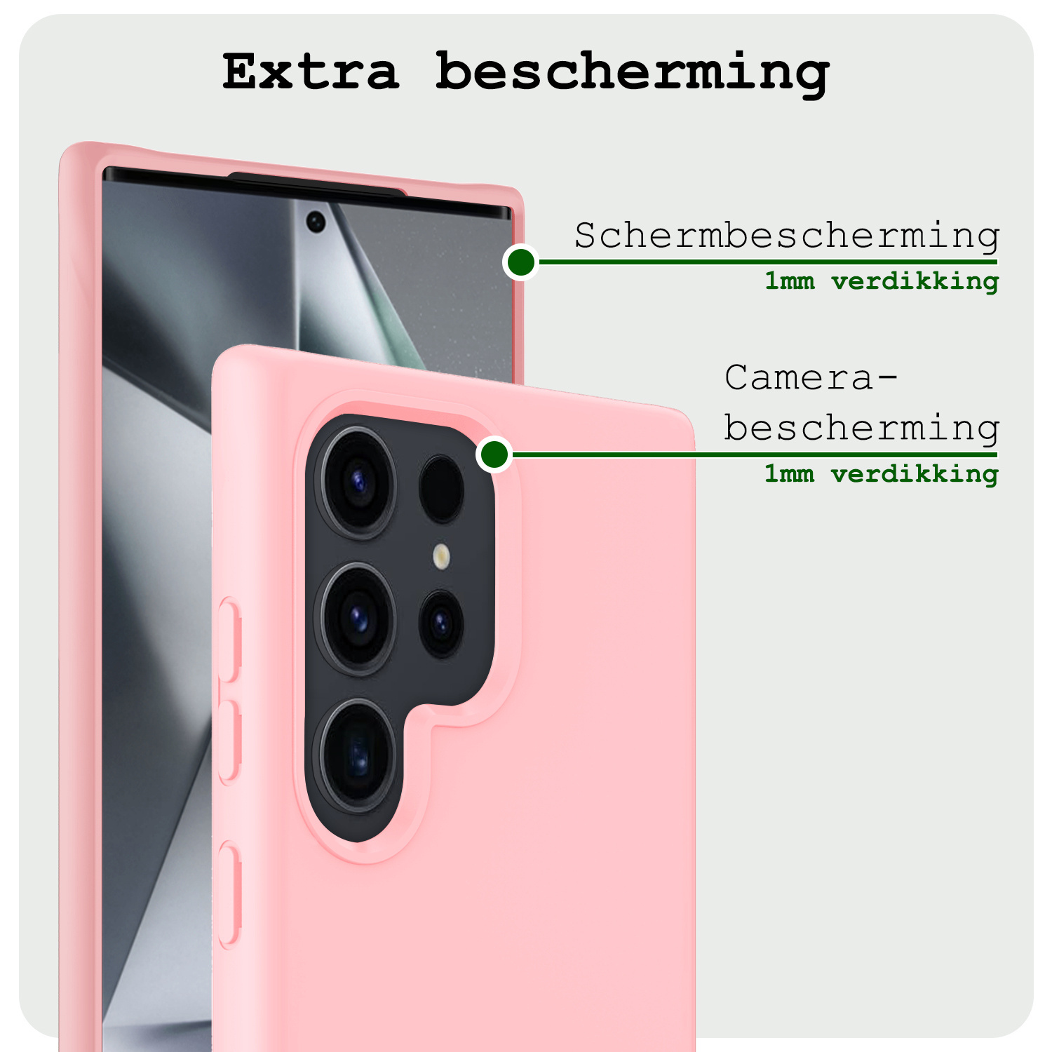 BASEY. Hoes Geschikt voor Samsung S24 Ultra Hoesje Siliconen Back Cover Case Met Screenprotector - Hoesje Geschikt voor Samsung Galaxy S24 Ultra Hoes Cover Hoesje - Lichtroze