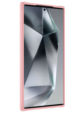 BASEY. Hoes Geschikt voor Samsung S24 Ultra Hoesje Siliconen Back Cover Case Met Screenprotector - Hoesje Geschikt voor Samsung Galaxy S24 Ultra Hoes Cover Hoesje - Lichtroze