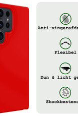 BASEY. Hoes Geschikt voor Samsung S24 Ultra Hoesje Siliconen Back Cover Case Met Screenprotector - Hoesje Geschikt voor Samsung Galaxy S24 Ultra Hoes Cover Hoesje - Rood