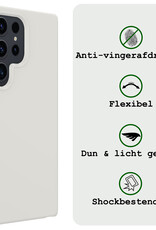 BASEY. Hoes Geschikt voor Samsung S24 Ultra Hoesje Siliconen Back Cover Case Met Screenprotector - Hoesje Geschikt voor Samsung Galaxy S24 Ultra Hoes Cover Hoesje - Wit