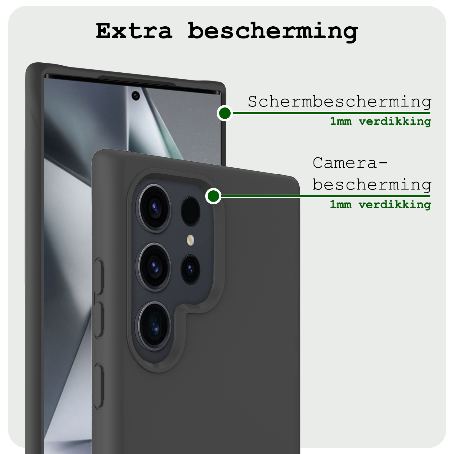 BASEY. Hoes Geschikt voor Samsung S24 Ultra Hoesje Siliconen Back Cover Case Met Screenprotector - Hoesje Geschikt voor Samsung Galaxy S24 Ultra Hoes Cover Hoesje - Zwart