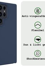 BASEY. Hoes Geschikt voor Samsung S24 Ultra Hoesje Siliconen Back Cover Case Met 2x Screenprotector - Hoesje Geschikt voor Samsung Galaxy S24 Ultra Hoes Cover Hoesje - Donkerblauw