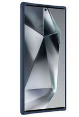 BASEY. Hoes Geschikt voor Samsung S24 Ultra Hoesje Siliconen Back Cover Case Met 2x Screenprotector - Hoesje Geschikt voor Samsung Galaxy S24 Ultra Hoes Cover Hoesje - Donkerblauw