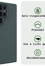 BASEY. Hoes Geschikt voor Samsung S24 Ultra Hoesje Siliconen Back Cover Case Met 2x Screenprotector - Hoesje Geschikt voor Samsung Galaxy S24 Ultra Hoes Cover Hoesje - Donkergroen