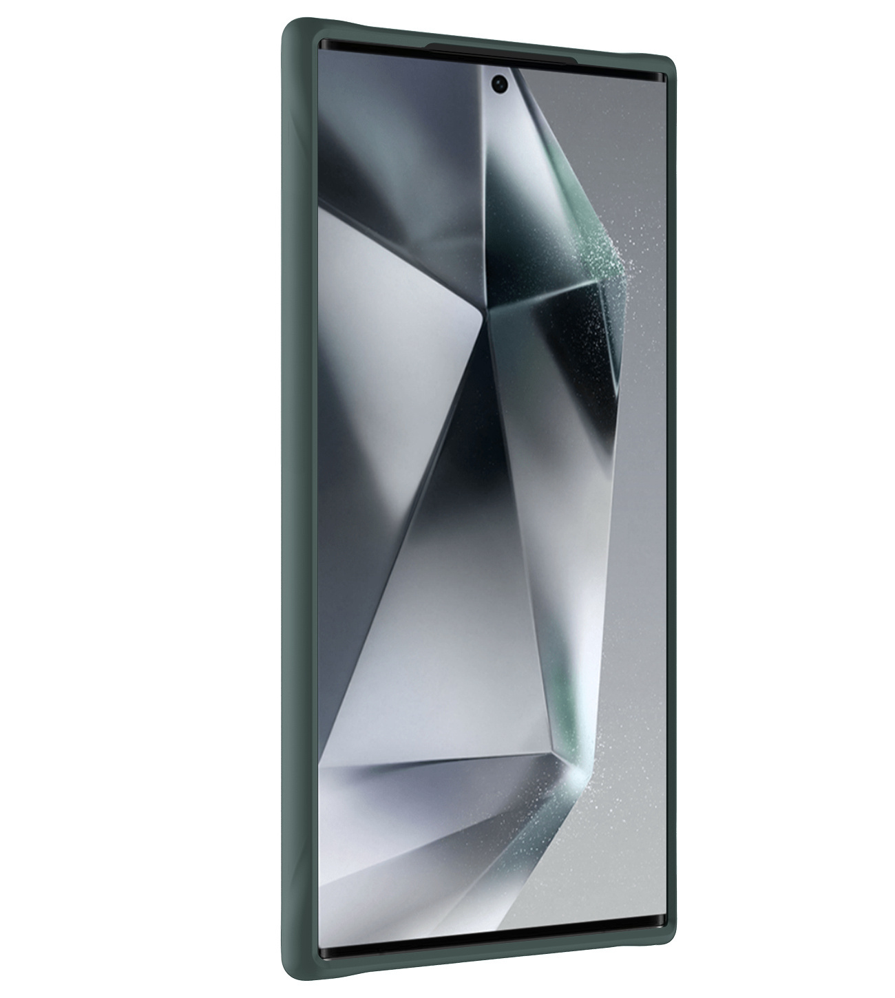 BASEY. Hoes Geschikt voor Samsung S24 Ultra Hoesje Siliconen Back Cover Case Met 2x Screenprotector - Hoesje Geschikt voor Samsung Galaxy S24 Ultra Hoes Cover Hoesje - Donkergroen