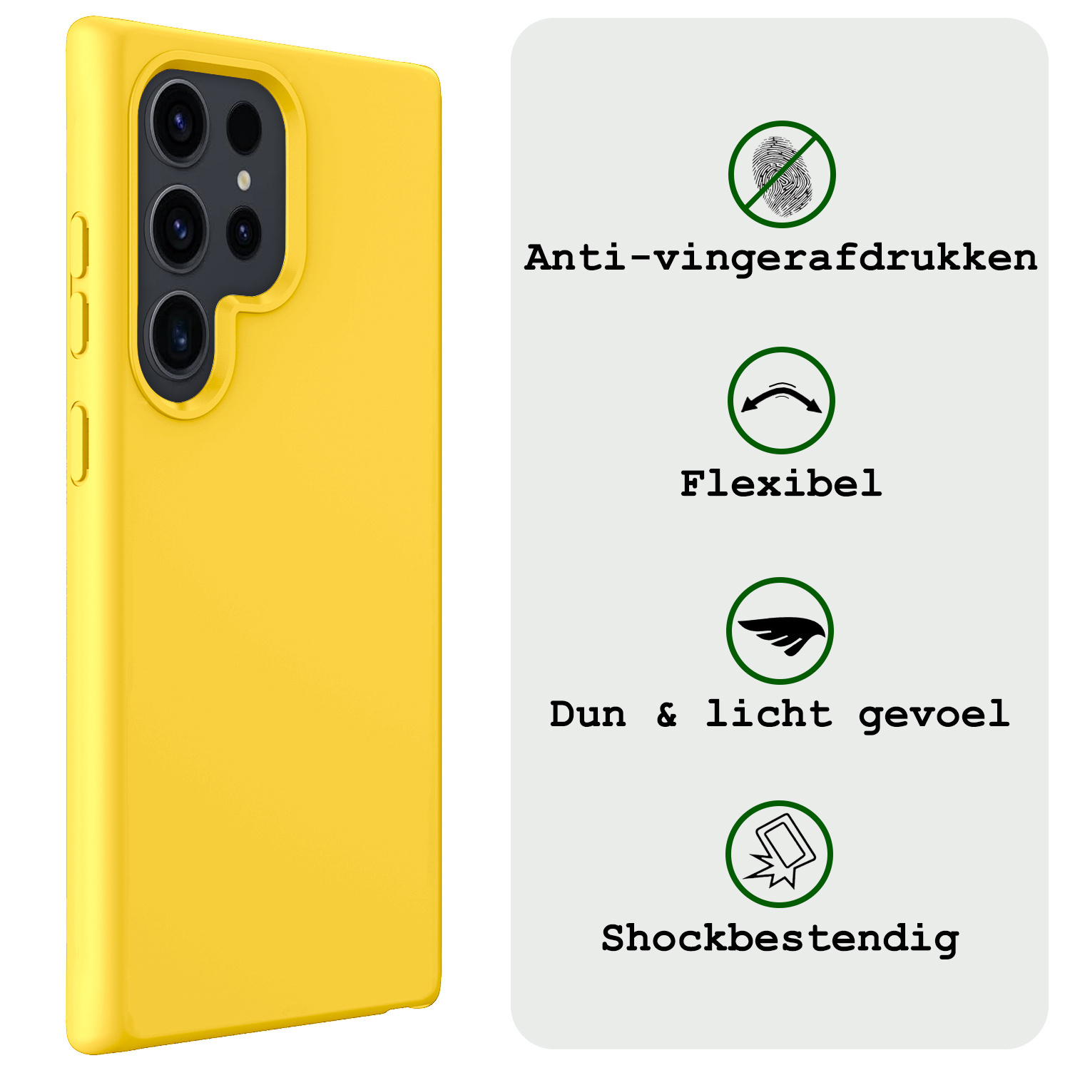 BASEY. Hoes Geschikt voor Samsung S24 Ultra Hoesje Siliconen Back Cover Case Met 2x Screenprotector - Hoesje Geschikt voor Samsung Galaxy S24 Ultra Hoes Cover Hoesje - Geel