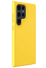 BASEY. Hoes Geschikt voor Samsung S24 Ultra Hoesje Siliconen Back Cover Case Met 2x Screenprotector - Hoesje Geschikt voor Samsung Galaxy S24 Ultra Hoes Cover Hoesje - Geel
