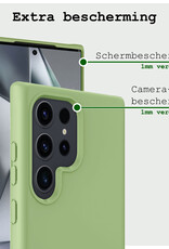 BASEY. Hoes Geschikt voor Samsung S24 Ultra Hoesje Siliconen Back Cover Case Met 2x Screenprotector - Hoesje Geschikt voor Samsung Galaxy S24 Ultra Hoes Cover Hoesje - Groen