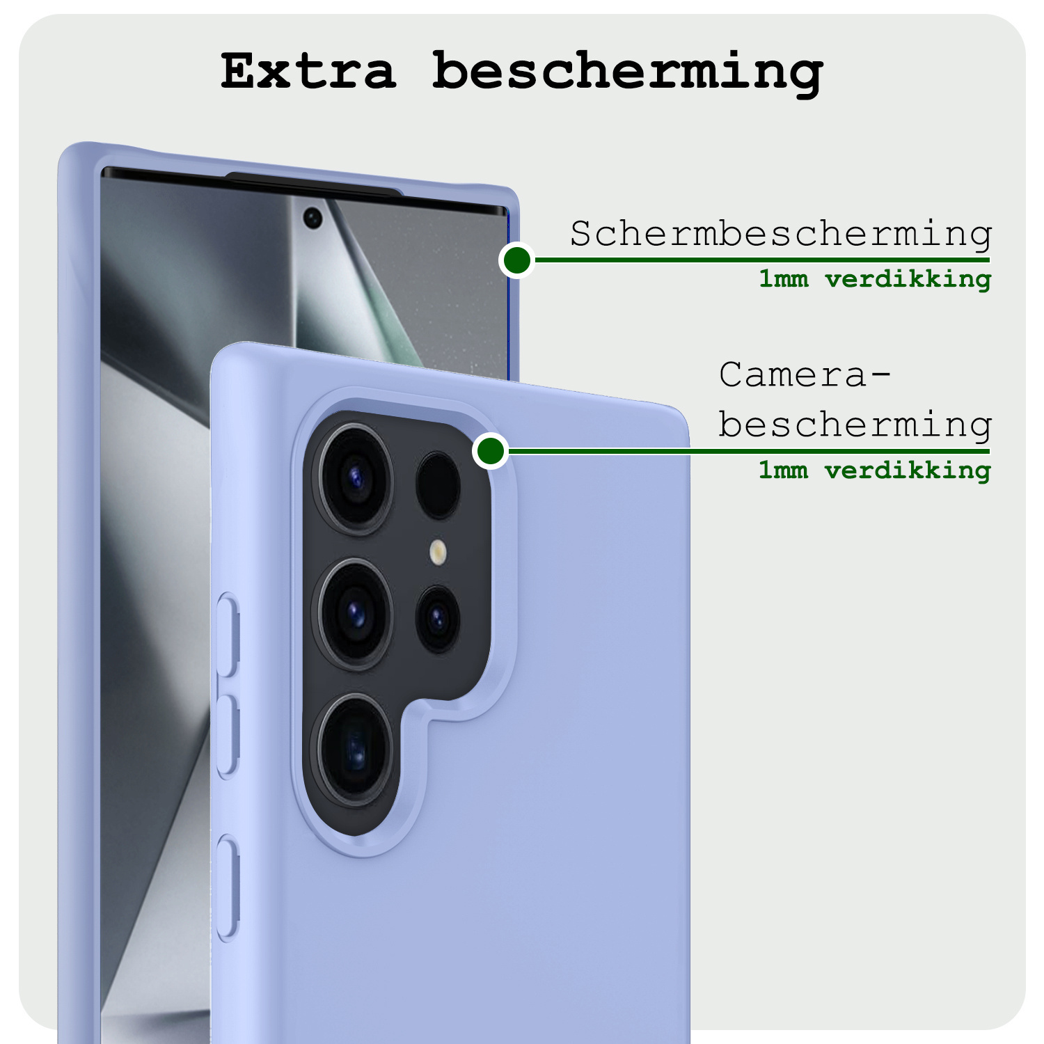 BASEY. Hoes Geschikt voor Samsung S24 Ultra Hoesje Siliconen Back Cover Case Met 2x Screenprotector - Hoesje Geschikt voor Samsung Galaxy S24 Ultra Hoes Cover Hoesje - Lichtblauw