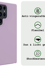 BASEY. Hoes Geschikt voor Samsung S24 Ultra Hoesje Siliconen Back Cover Case Met 2x Screenprotector - Hoesje Geschikt voor Samsung Galaxy S24 Ultra Hoes Cover Hoesje - Lila