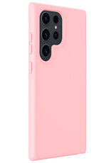 BASEY. Hoes Geschikt voor Samsung S24 Ultra Hoesje Siliconen Back Cover Case Met 2x Screenprotector - Hoesje Geschikt voor Samsung Galaxy S24 Ultra Hoes Cover Hoesje - Lichtroze