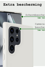 BASEY. Hoes Geschikt voor Samsung S24 Ultra Hoesje Siliconen Back Cover Case Met 2x Screenprotector - Hoesje Geschikt voor Samsung Galaxy S24 Ultra Hoes Cover Hoesje - Wit