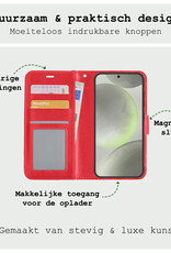BASEY. Hoes Geschikt voor Samsung S24 Hoesje Bookcase Hoes Flip Case Book Cover Met Screenprotector - Hoesje Geschikt voor Samsung Galaxy S24 Hoes Book Case Hoesje - Rood