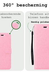 BASEY. Hoes Geschikt voor Samsung S24 Hoesje Bookcase Hoes Flip Case Book Cover Met 2x Screenprotector - Hoesje Geschikt voor Samsung Galaxy S24 Hoes Book Case Hoesje - Lichtroze