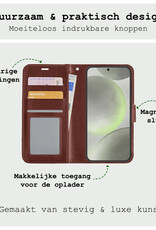 BASEY. Hoes Geschikt voor Samsung S24 Plus Hoesje Bookcase Hoes Flip Case Book Cover Met Screenprotector - Hoesje Geschikt voor Samsung Galaxy S24 Plus Hoes Book Case Hoesje - Bruin