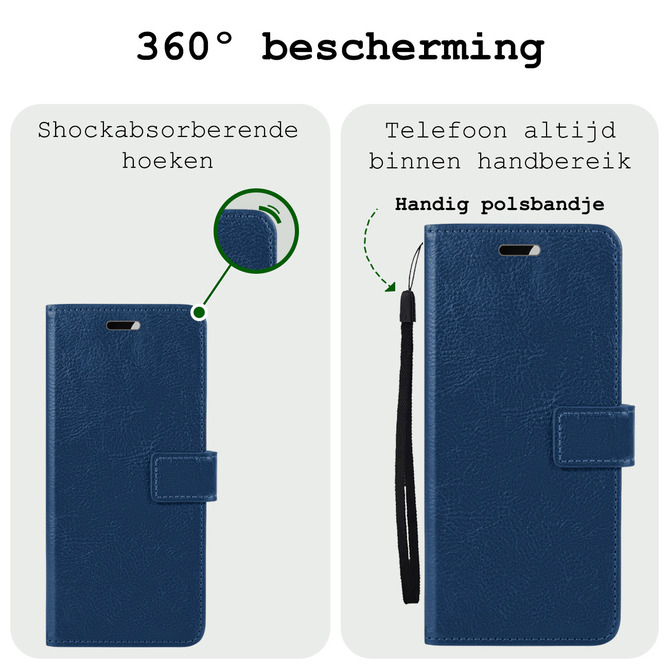 BASEY. Hoes Geschikt voor Samsung S24 Plus Hoesje Bookcase Hoes Flip Case Book Cover Met Screenprotector - Hoesje Geschikt voor Samsung Galaxy S24 Plus Hoes Book Case Hoesje - Donkerblauw