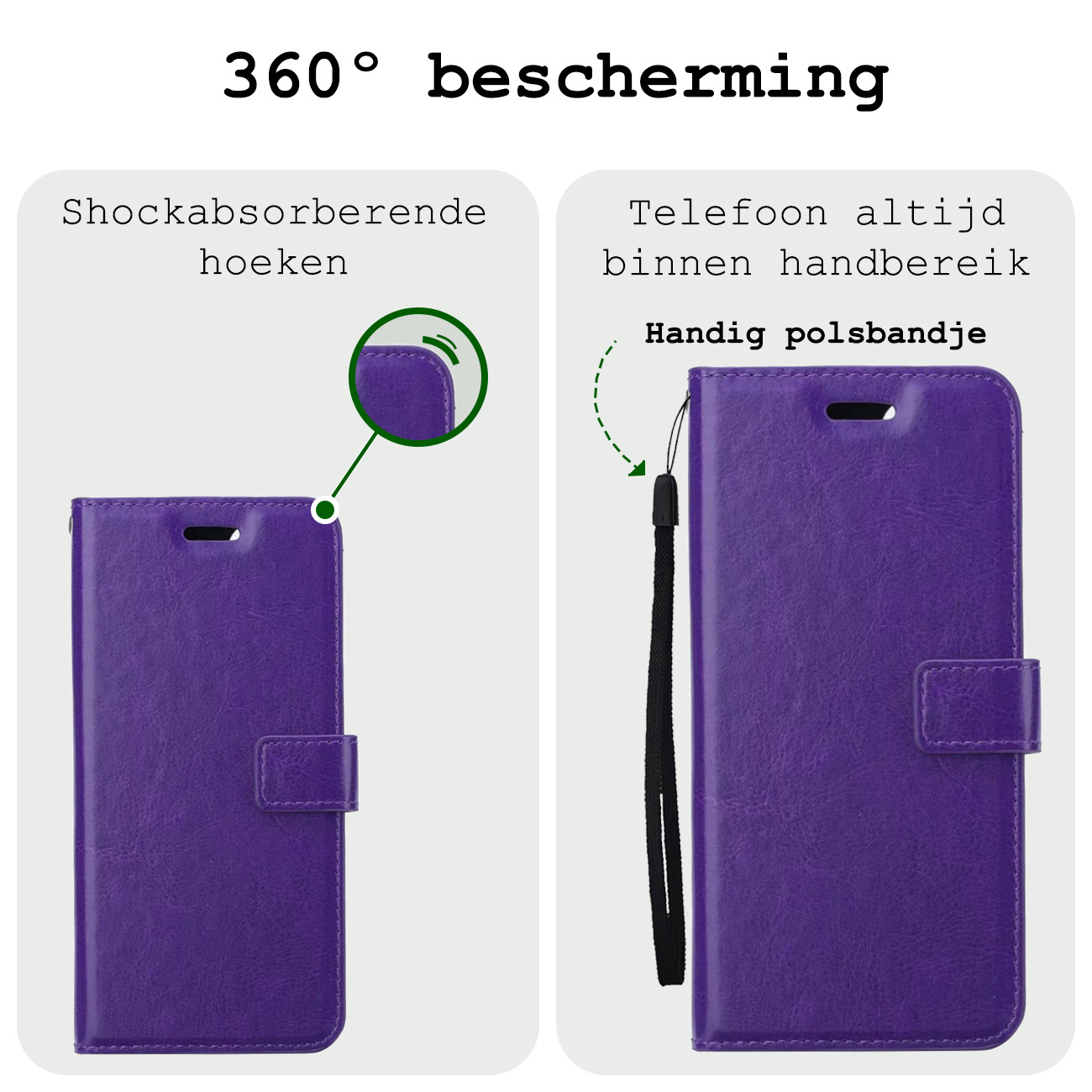 BASEY. Hoes Geschikt voor Samsung S24 Plus Hoesje Bookcase Hoes Flip Case Book Cover Met Screenprotector - Hoesje Geschikt voor Samsung Galaxy S24 Plus Hoes Book Case Hoesje - Paars