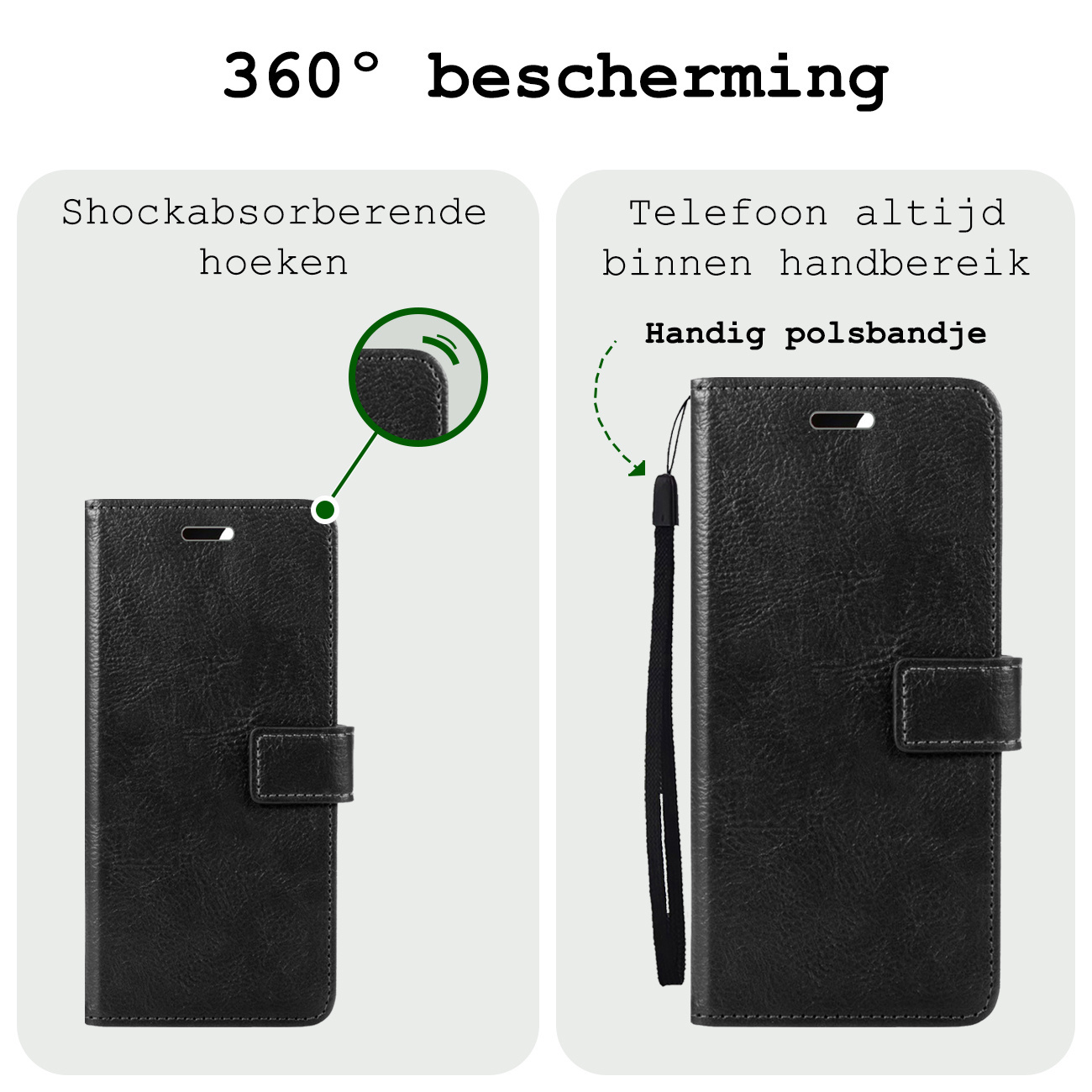 BASEY. Hoes Geschikt voor Samsung S24 Plus Hoesje Bookcase Hoes Flip Case Book Cover Met Screenprotector - Hoesje Geschikt voor Samsung Galaxy S24 Plus Hoes Book Case Hoesje - Zwart