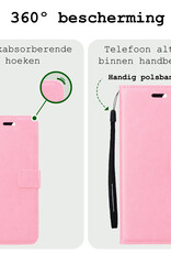 BASEY. Hoes Geschikt voor Samsung S24 Plus Hoesje Bookcase Hoes Flip Case Book Cover Met 2x Screenprotector - Hoesje Geschikt voor Samsung Galaxy S24 Plus Hoes Book Case Hoesje - Lichtroze