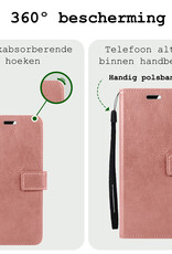 BASEY. Hoes Geschikt voor Samsung S24 Plus Hoesje Bookcase Hoes Flip Case Book Cover Met 2x Screenprotector - Hoesje Geschikt voor Samsung Galaxy S24 Plus Hoes Book Case Hoesje - Rosé goud