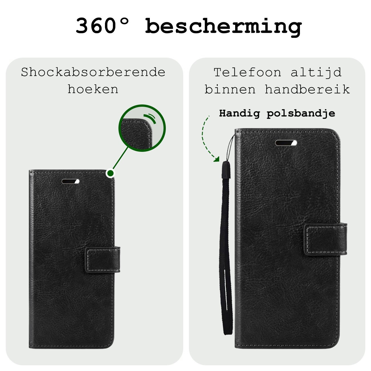 BASEY. Hoes Geschikt voor Samsung S24 Plus Hoesje Bookcase Hoes Flip Case Book Cover Met 2x Screenprotector - Hoesje Geschikt voor Samsung Galaxy S24 Plus Hoes Book Case Hoesje - Zwart