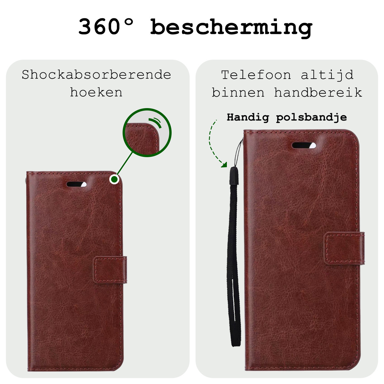 BASEY. Hoes Geschikt voor Samsung S24 Ultra Hoesje Bookcase Hoes Flip Case Book Cover Met Screenprotector - Hoesje Geschikt voor Samsung Galaxy S24 Ultra Hoes Book Case Hoesje - Bruin