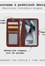 BASEY. Hoes Geschikt voor Samsung S24 Ultra Hoesje Bookcase Hoes Flip Case Book Cover Met Screenprotector - Hoesje Geschikt voor Samsung Galaxy S24 Ultra Hoes Book Case Hoesje - Bruin