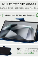 BASEY. Hoes Geschikt voor Samsung S24 Ultra Hoesje Bookcase Hoes Flip Case Book Cover Met Screenprotector - Hoesje Geschikt voor Samsung Galaxy S24 Ultra Hoes Book Case Hoesje - Donkerblauw