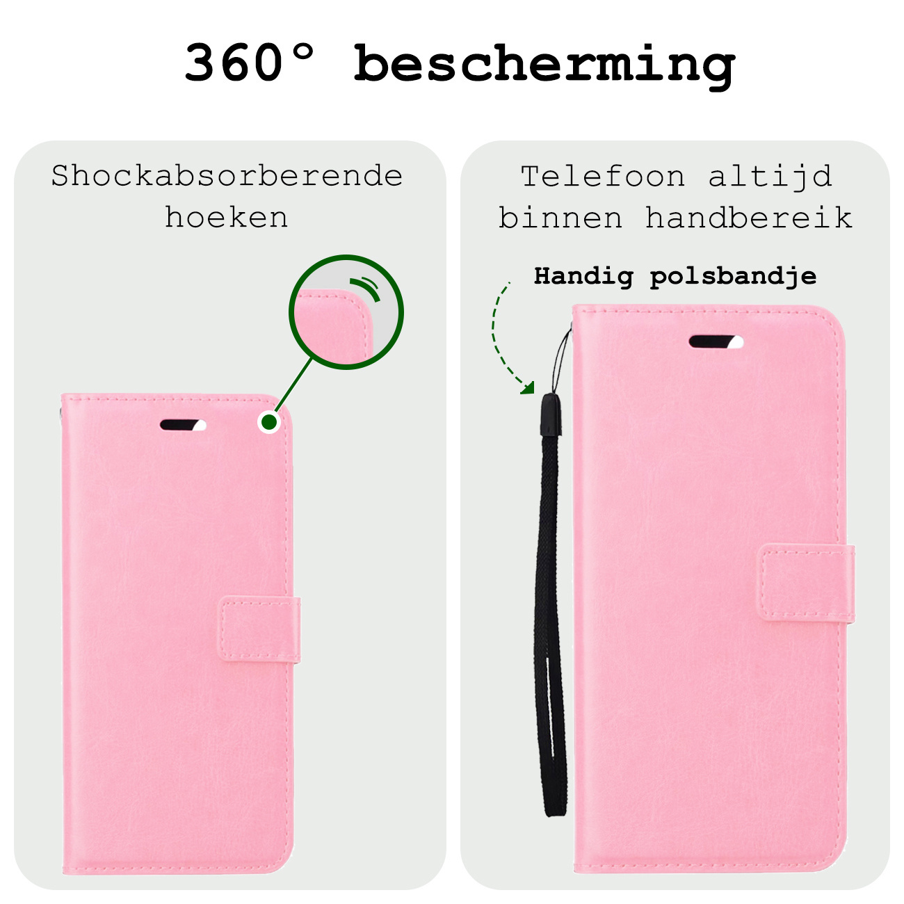 BASEY. Hoes Geschikt voor Samsung S24 Ultra Hoesje Bookcase Hoes Flip Case Book Cover Met Screenprotector - Hoesje Geschikt voor Samsung Galaxy S24 Ultra Hoes Book Case Hoesje - Lichtroze