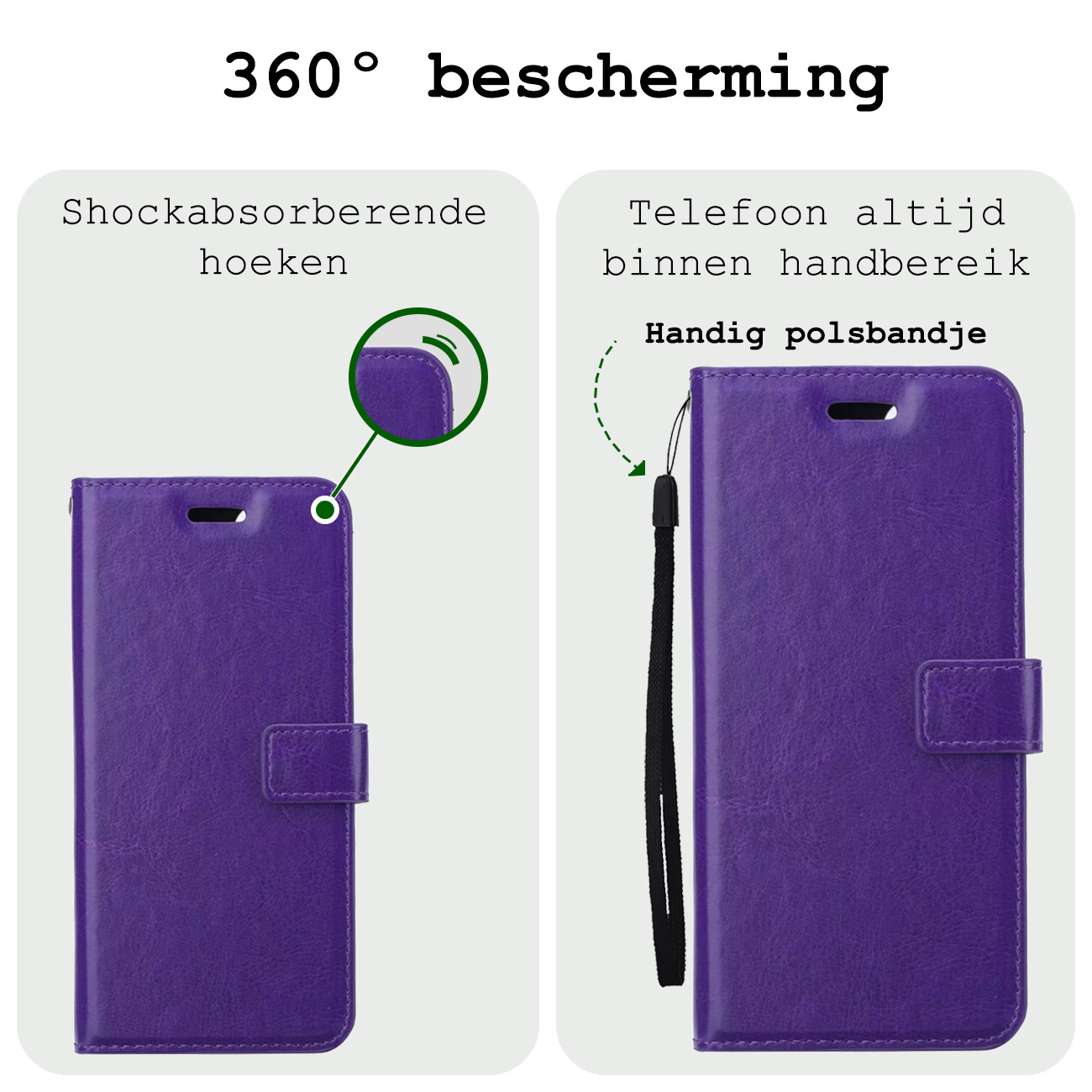 BASEY. Hoes Geschikt voor Samsung S24 Ultra Hoesje Bookcase Hoes Flip Case Book Cover Met Screenprotector - Hoesje Geschikt voor Samsung Galaxy S24 Ultra Hoes Book Case Hoesje - Paars