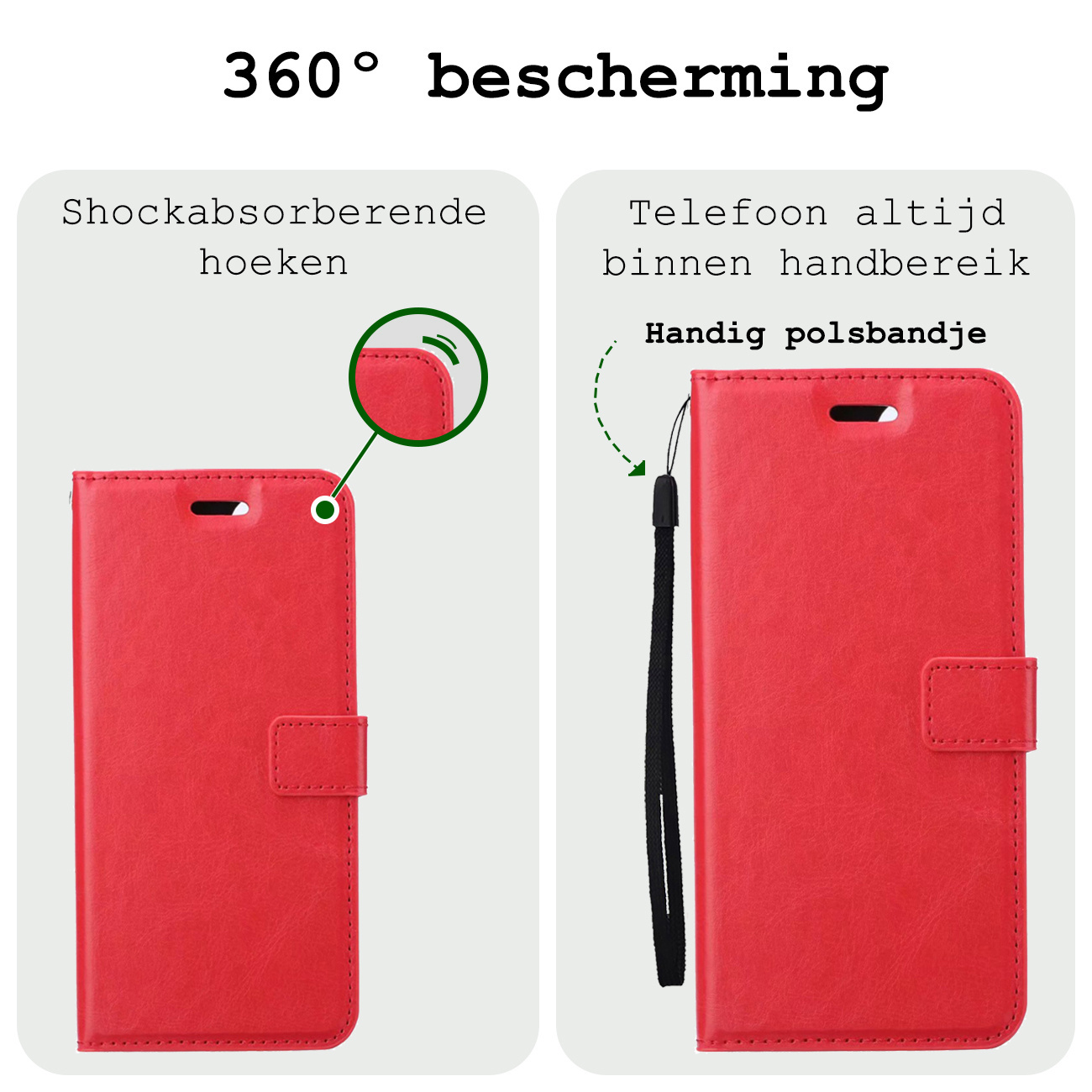 BASEY. Hoes Geschikt voor Samsung S24 Ultra Hoesje Bookcase Hoes Flip Case Book Cover Met Screenprotector - Hoesje Geschikt voor Samsung Galaxy S24 Ultra Hoes Book Case Hoesje - Rood