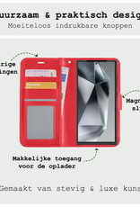 BASEY. Hoes Geschikt voor Samsung S24 Ultra Hoesje Bookcase Hoes Flip Case Book Cover Met Screenprotector - Hoesje Geschikt voor Samsung Galaxy S24 Ultra Hoes Book Case Hoesje - Rood