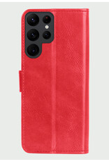 BASEY. Hoes Geschikt voor Samsung S24 Ultra Hoesje Bookcase Hoes Flip Case Book Cover Met Screenprotector - Hoesje Geschikt voor Samsung Galaxy S24 Ultra Hoes Book Case Hoesje - Rood