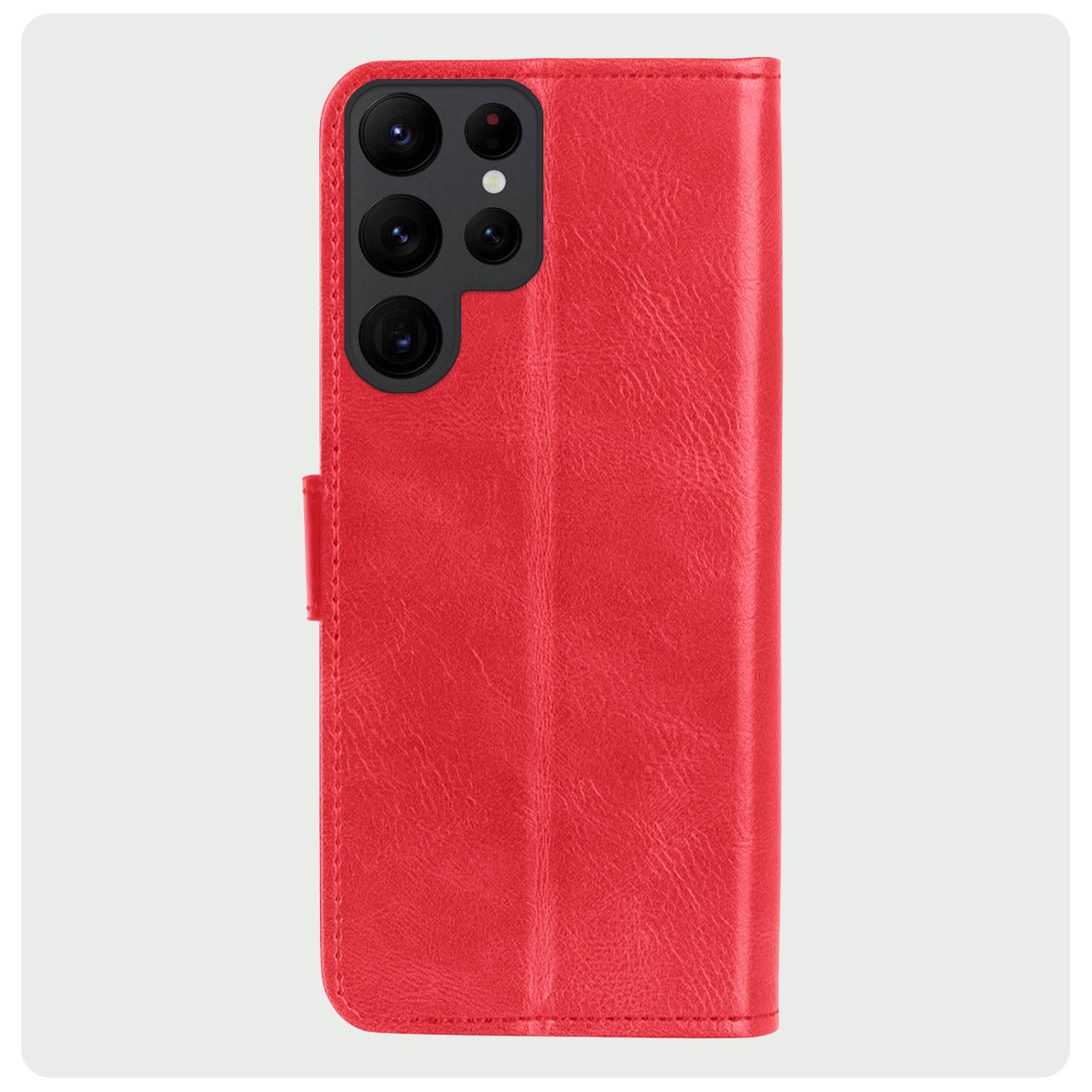 BASEY. Hoes Geschikt voor Samsung S24 Ultra Hoesje Bookcase Hoes Flip Case Book Cover Met Screenprotector - Hoesje Geschikt voor Samsung Galaxy S24 Ultra Hoes Book Case Hoesje - Rood
