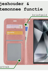 BASEY. Hoes Geschikt voor Samsung S24 Ultra Hoesje Bookcase Hoes Flip Case Book Cover Met Screenprotector - Hoesje Geschikt voor Samsung Galaxy S24 Ultra Hoes Book Case Hoesje - Rosé goud