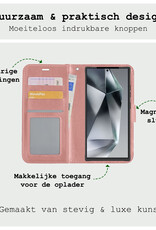 BASEY. Hoes Geschikt voor Samsung S24 Ultra Hoesje Bookcase Hoes Flip Case Book Cover Met Screenprotector - Hoesje Geschikt voor Samsung Galaxy S24 Ultra Hoes Book Case Hoesje - Rosé goud