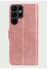 BASEY. Hoes Geschikt voor Samsung S24 Ultra Hoesje Bookcase Hoes Flip Case Book Cover Met Screenprotector - Hoesje Geschikt voor Samsung Galaxy S24 Ultra Hoes Book Case Hoesje - Rosé goud