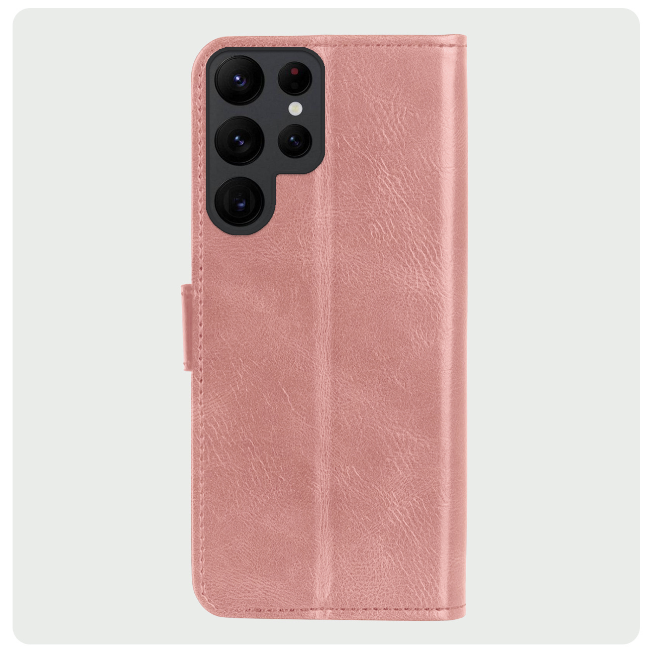 BASEY. Hoes Geschikt voor Samsung S24 Ultra Hoesje Bookcase Hoes Flip Case Book Cover Met Screenprotector - Hoesje Geschikt voor Samsung Galaxy S24 Ultra Hoes Book Case Hoesje - Rosé goud