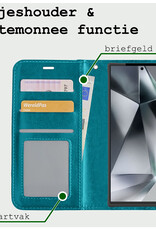 BASEY. Hoes Geschikt voor Samsung S24 Ultra Hoesje Bookcase Hoes Flip Case Book Cover Met Screenprotector - Hoesje Geschikt voor Samsung Galaxy S24 Ultra Hoes Book Case Hoesje - Turquoise