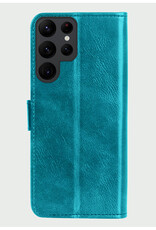 BASEY. Hoes Geschikt voor Samsung S24 Ultra Hoesje Bookcase Hoes Flip Case Book Cover Met Screenprotector - Hoesje Geschikt voor Samsung Galaxy S24 Ultra Hoes Book Case Hoesje - Turquoise