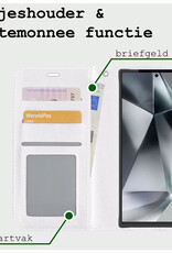 BASEY. Hoes Geschikt voor Samsung S24 Ultra Hoesje Bookcase Hoes Flip Case Book Cover Met Screenprotector - Hoesje Geschikt voor Samsung Galaxy S24 Ultra Hoes Book Case Hoesje - Wit
