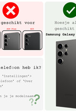 BASEY. Hoes Geschikt voor Samsung S24 Ultra Hoesje Bookcase Hoes Flip Case Book Cover Met Screenprotector - Hoesje Geschikt voor Samsung Galaxy S24 Ultra Hoes Book Case Hoesje - Zwart