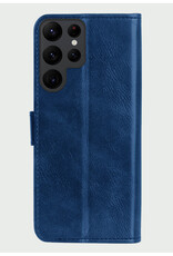 BASEY. Hoes Geschikt voor Samsung S24 Ultra Hoesje Bookcase Hoes Flip Case Book Cover Met 2x Screenprotector - Hoesje Geschikt voor Samsung Galaxy S24 Ultra Hoes Book Case Hoesje - Donkerblauw