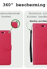 BASEY. Hoes Geschikt voor Samsung S24 Ultra Hoesje Bookcase Hoes Flip Case Book Cover Met 2x Screenprotector - Hoesje Geschikt voor Samsung Galaxy S24 Ultra Hoes Book Case Hoesje - Donkerroze